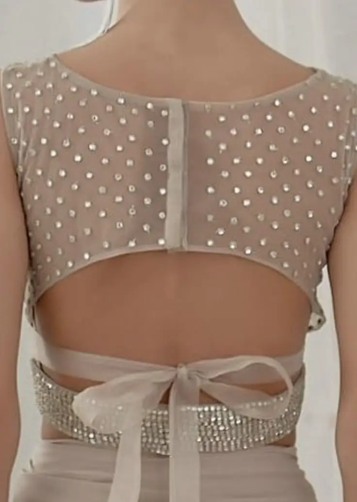 back side netted blouse designs