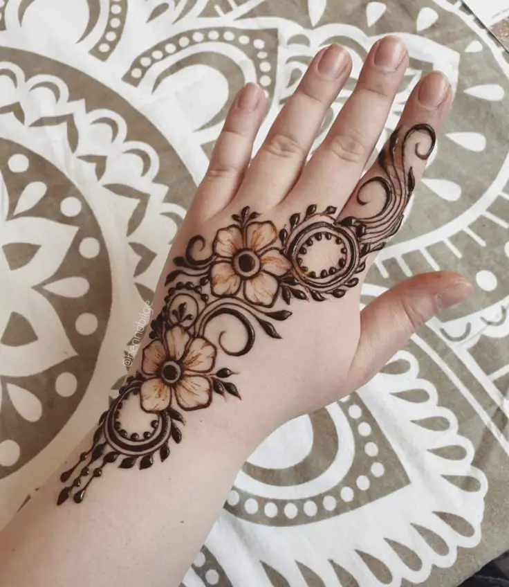 bail simple bel mehndi design front hand