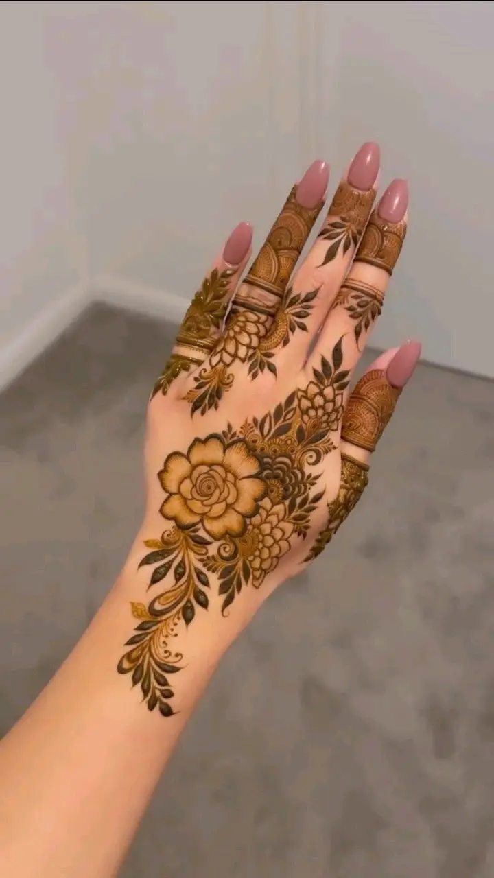 bel mehndi design front hand