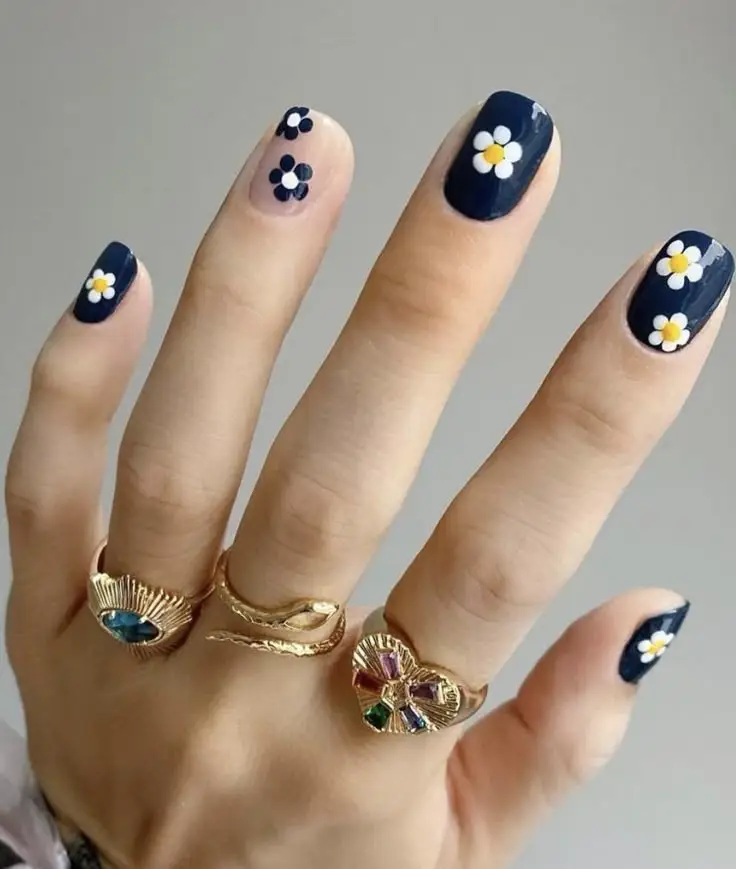 black and white nail art easy