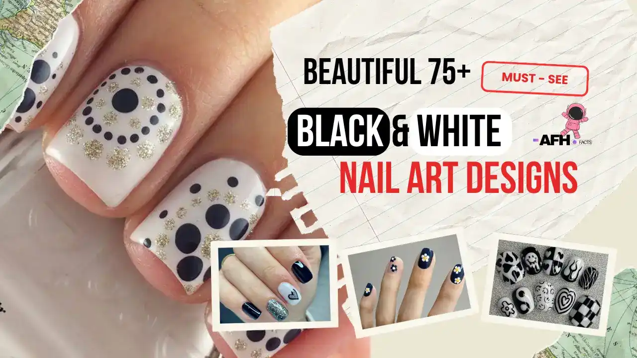 black and white nail art