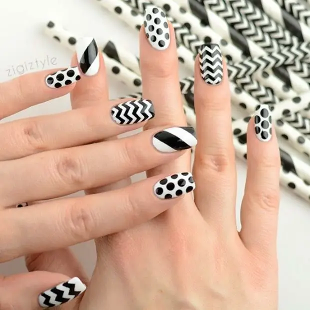 black and white nail designs