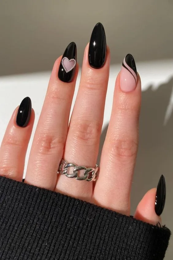 black matte nail design