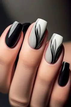 black nail art design