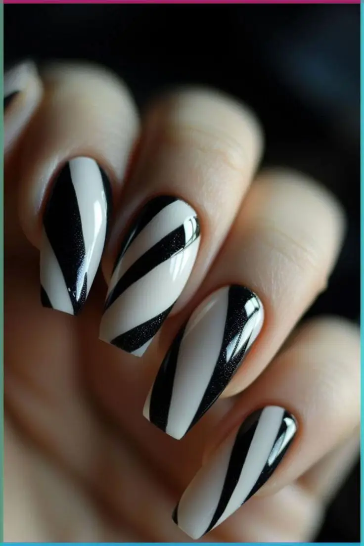 black white nail designs