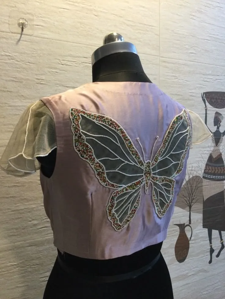 blouse back design with net