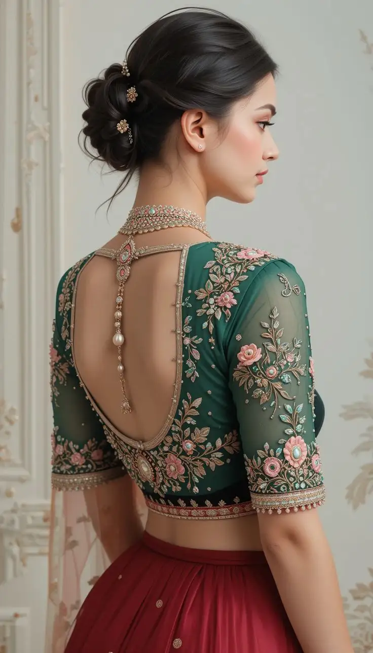 back neck designs for net blouse