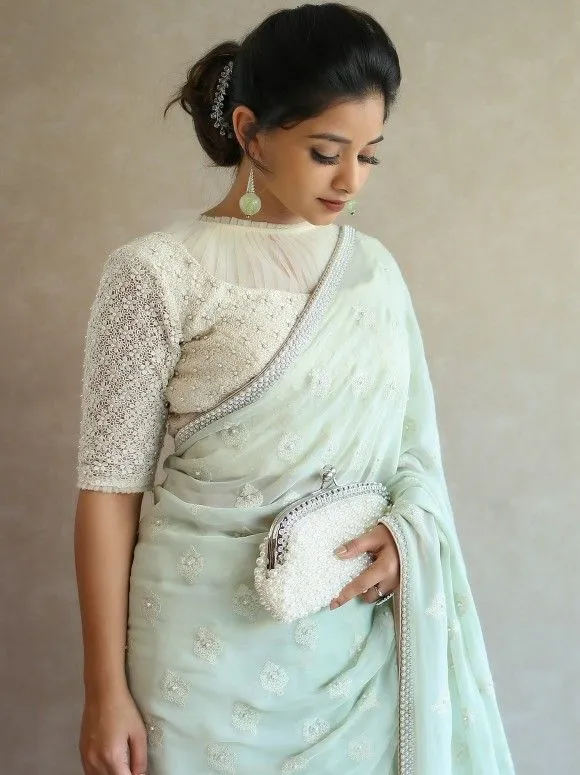 blouse neck design with net fabric