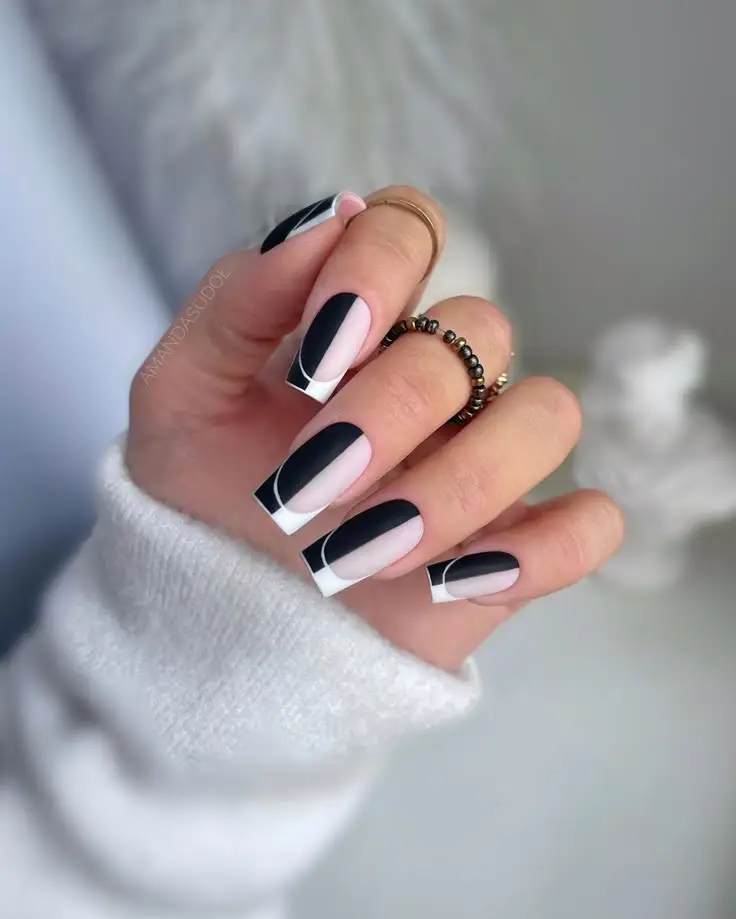 easy black and white nail art