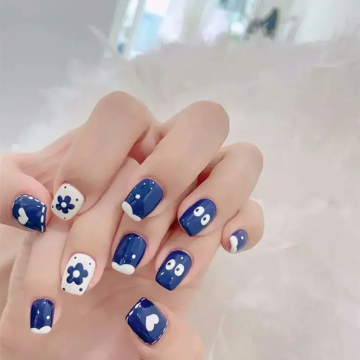 elegant black and white nails