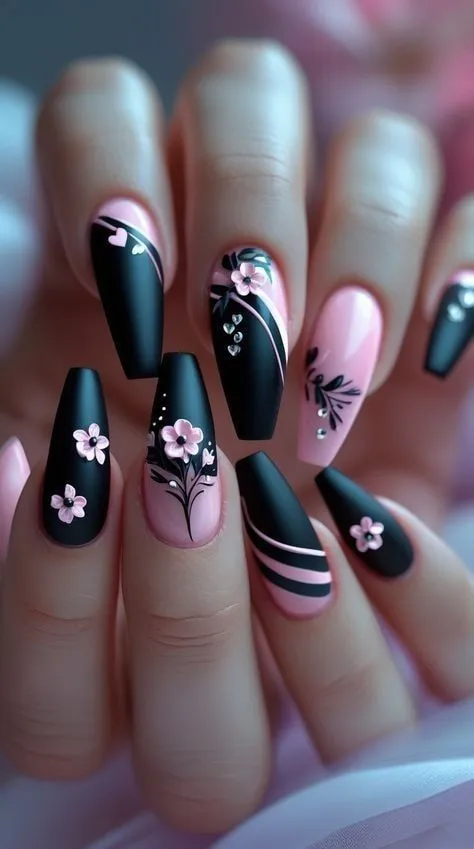 glossy black nail ideas