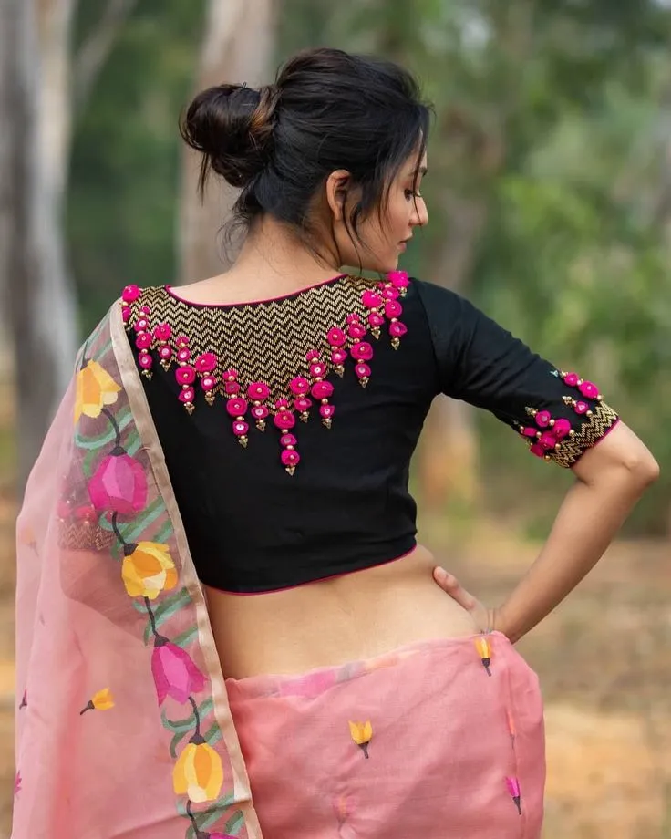 net back neck blouse designs perfect