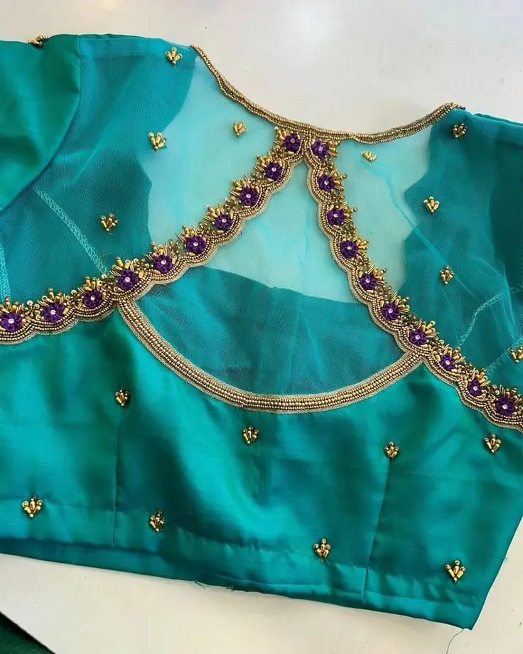 net back side blouse design
