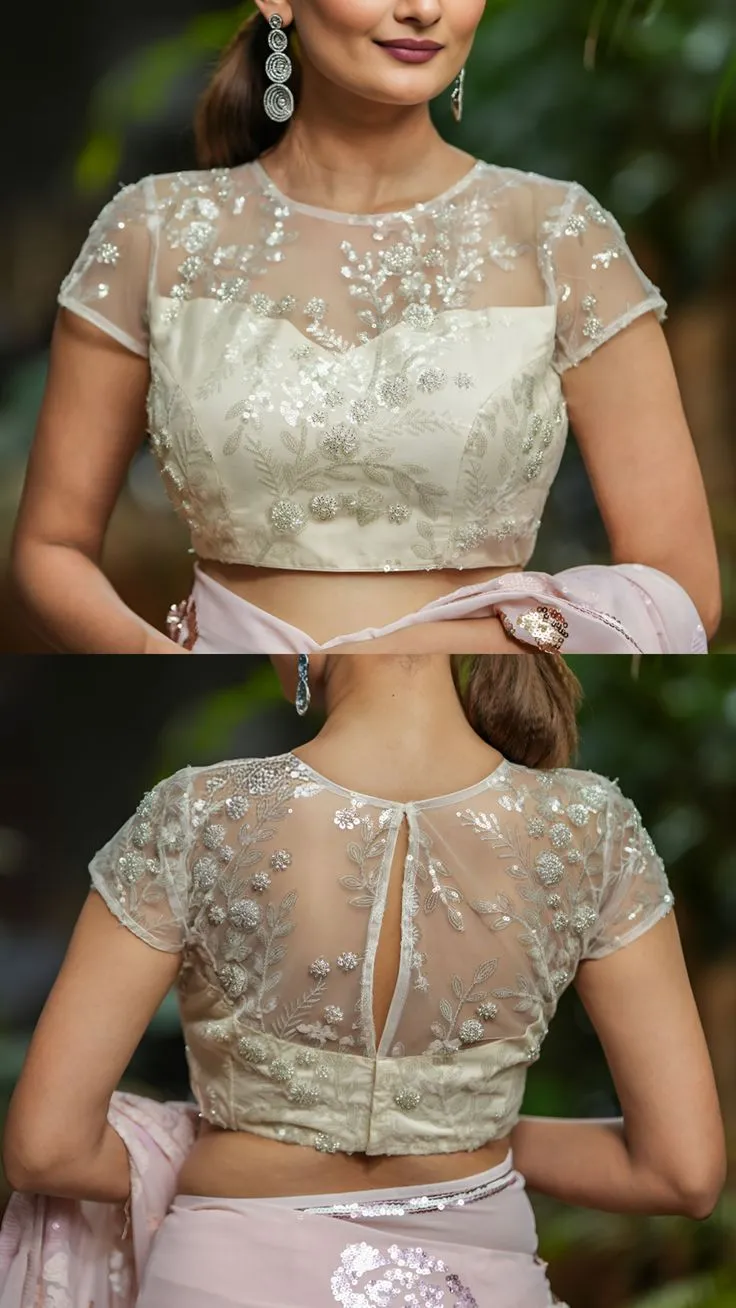 net blouse neck designs