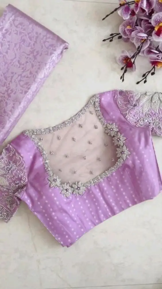 net saree blouse designs back side