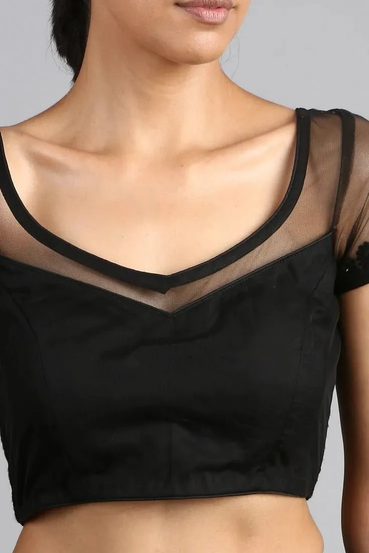 party wear net blouse neck