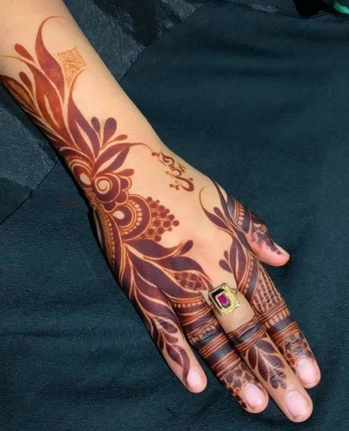 rose dubai pattern mehndi design back hand