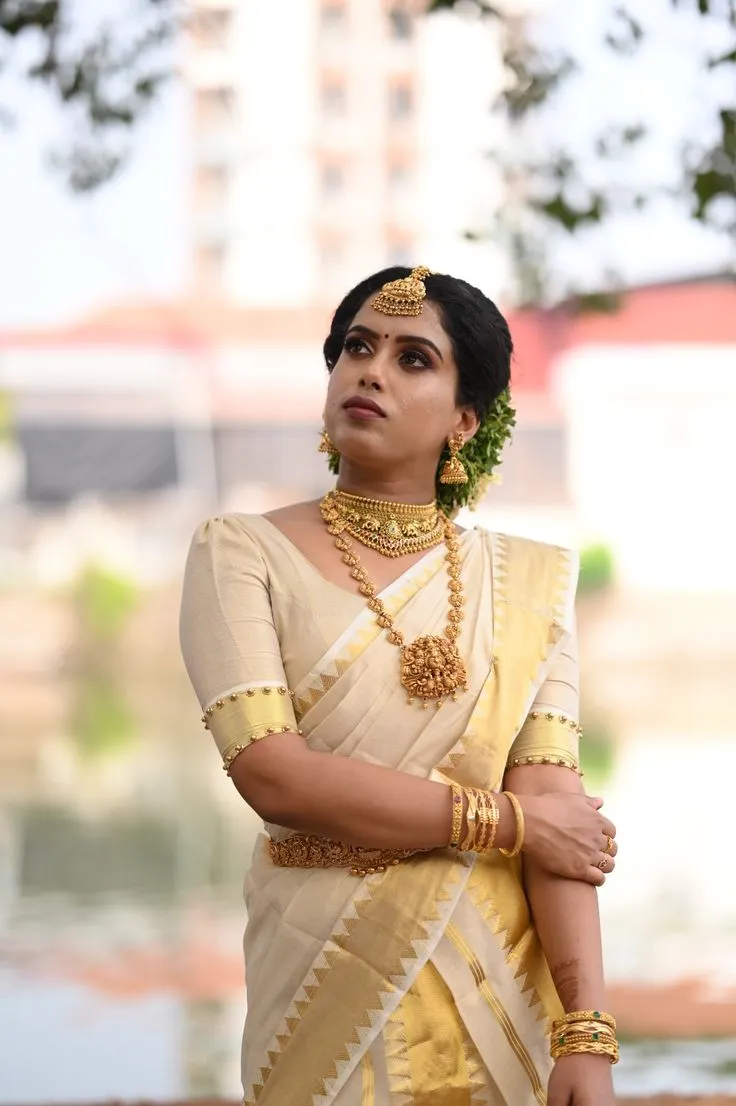silk blouse with gold border