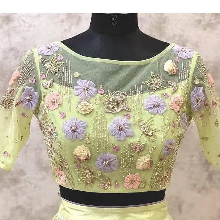 simple and elegant net blouse designs for women