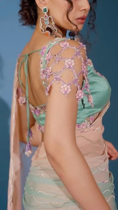 stylish net back blouse