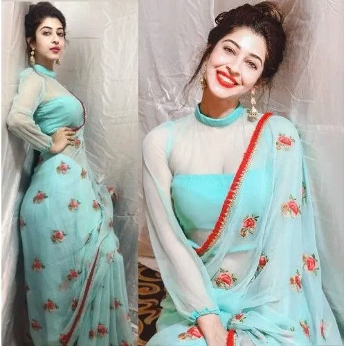 transparent blouse neck designs