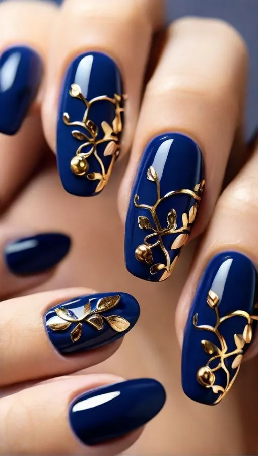 Blue and black nail designs