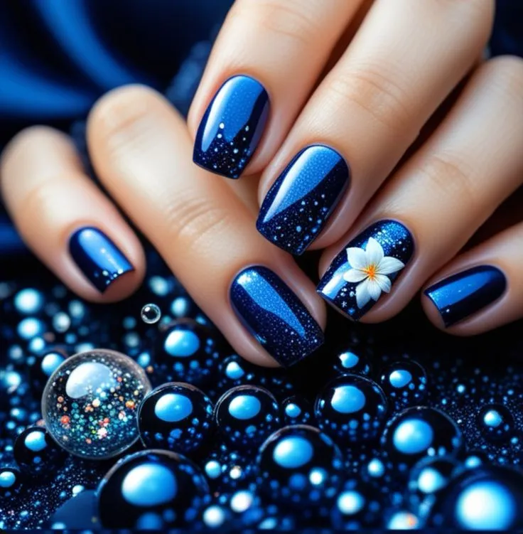 Blue and white nail designs