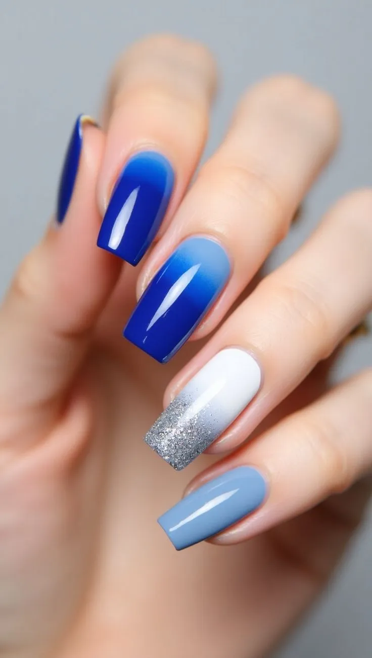 Blue galaxy nails