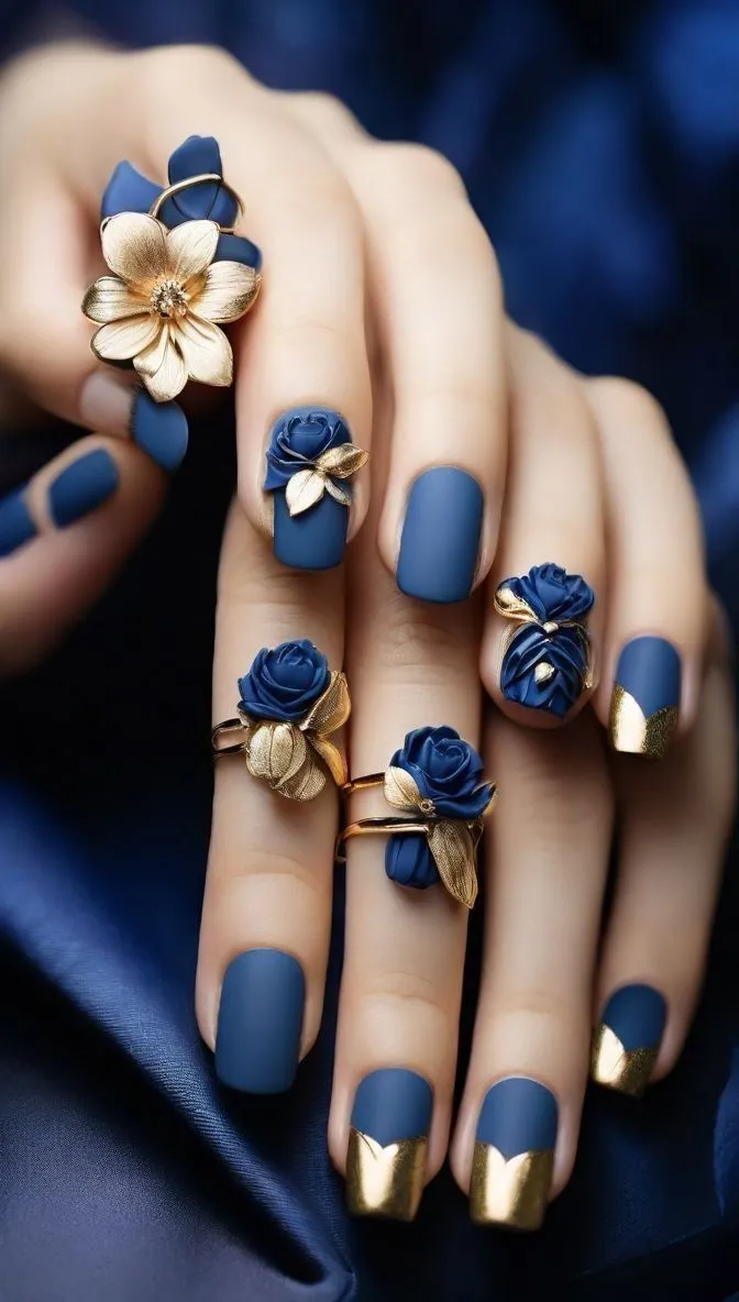 Blue matte nails