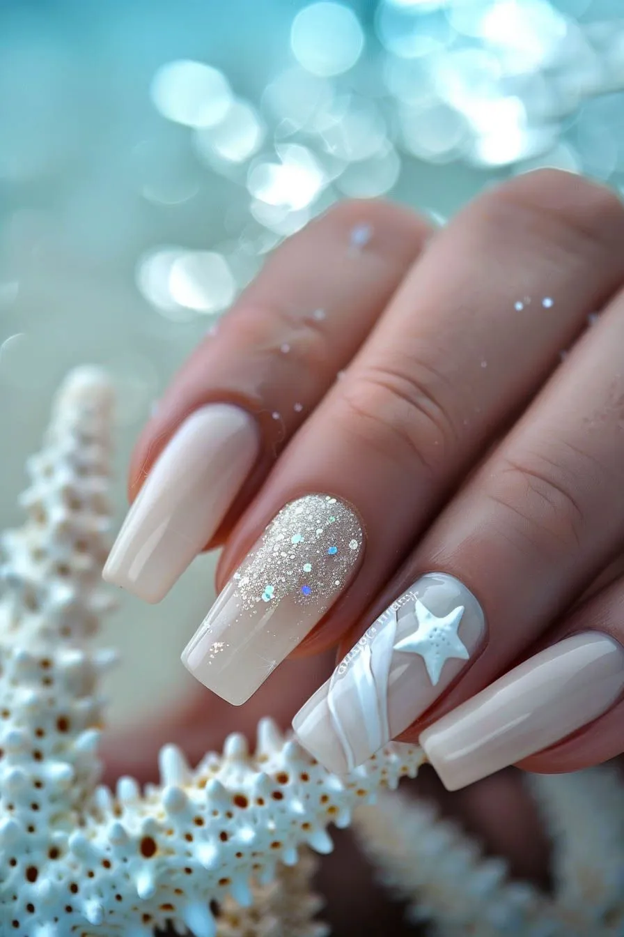 Bridal nails ideas for short nails soft pink with dot details