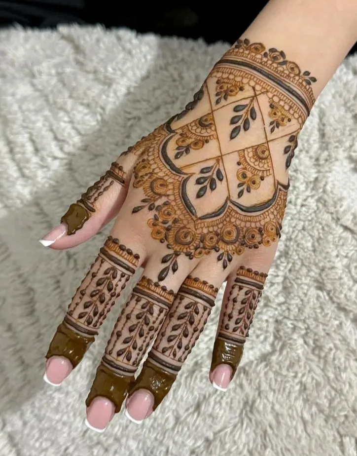 Bridal royal back hand mehndi design