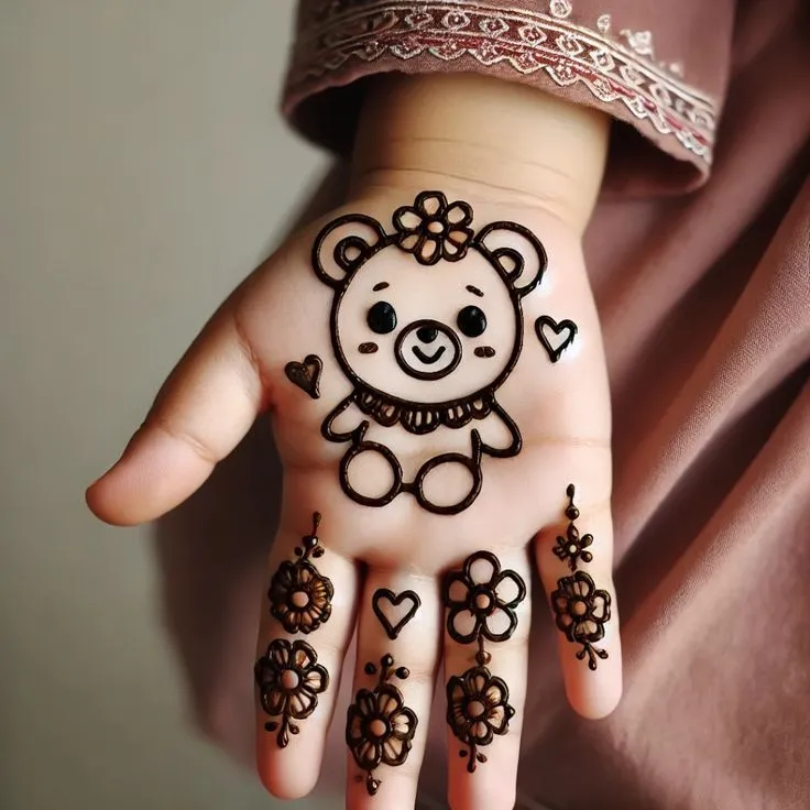 Cute animal mehndi design for children