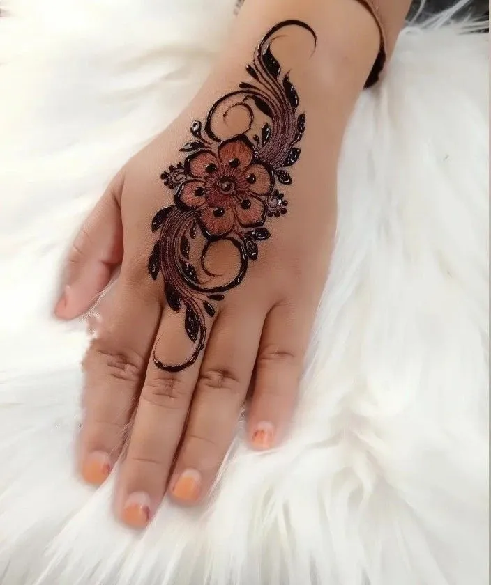 Easy finger mehndi for kids with heart shapes