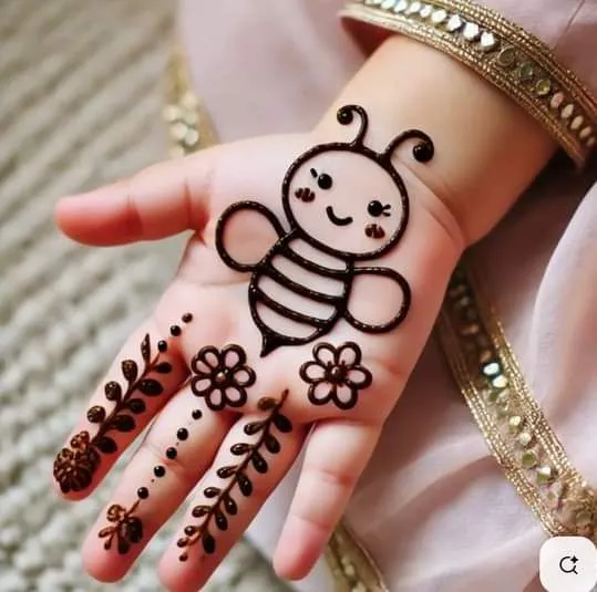 Easy mehndi art for children's palm