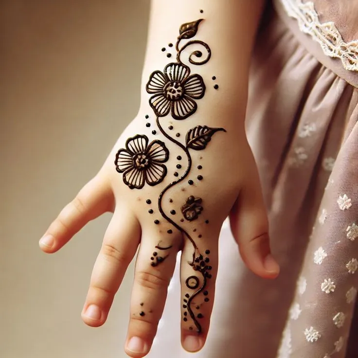 Floral mehndi design for kids