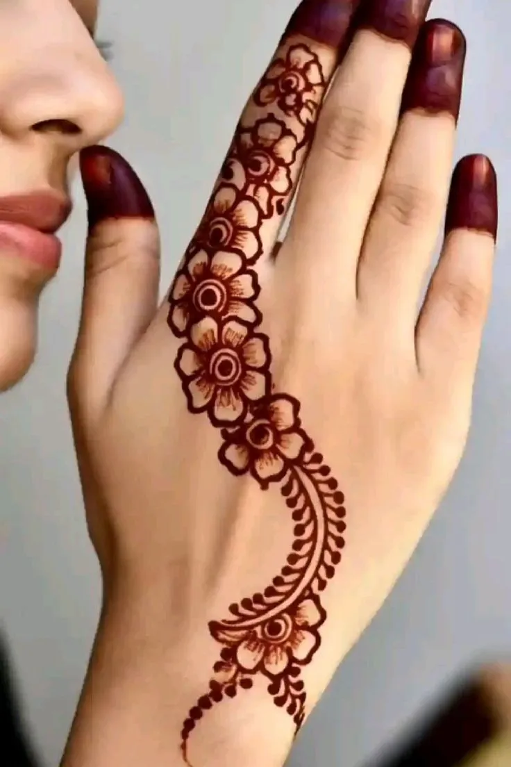 Floral royal back hand mehndi design