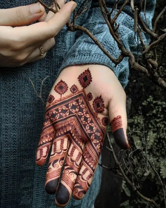 Intricate royal bridal mehndi on front hand
