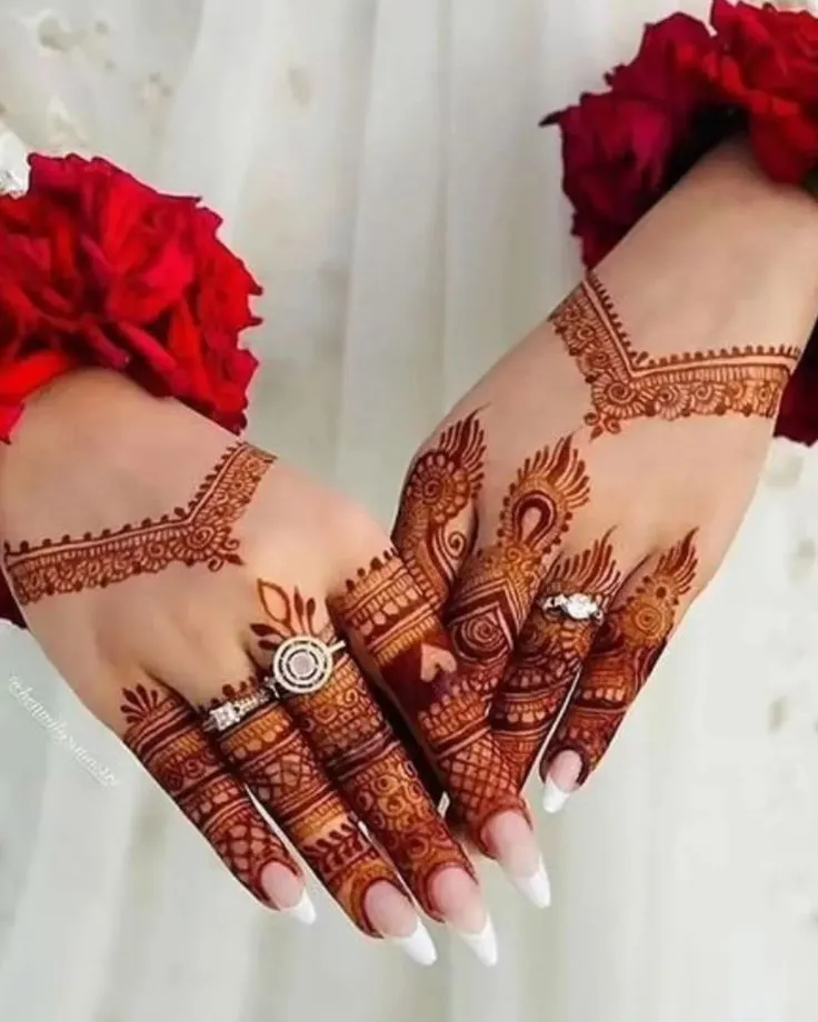 Latest royal back hand mehndi design