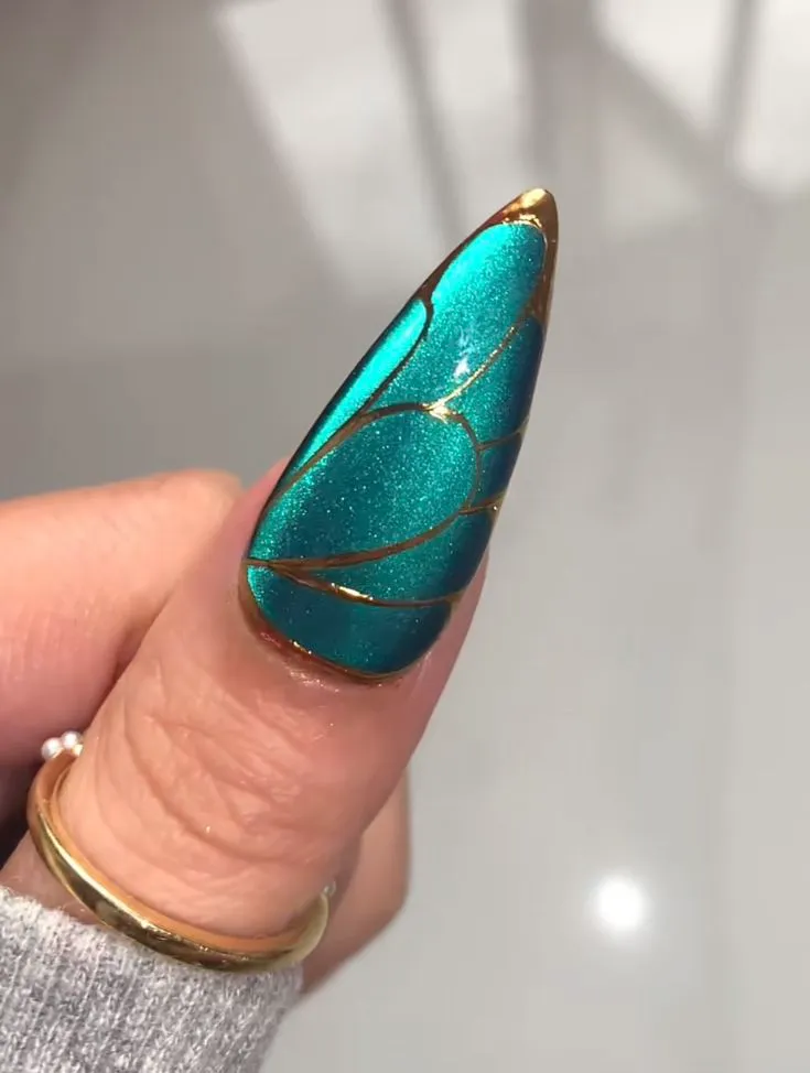 Long blue nail designs