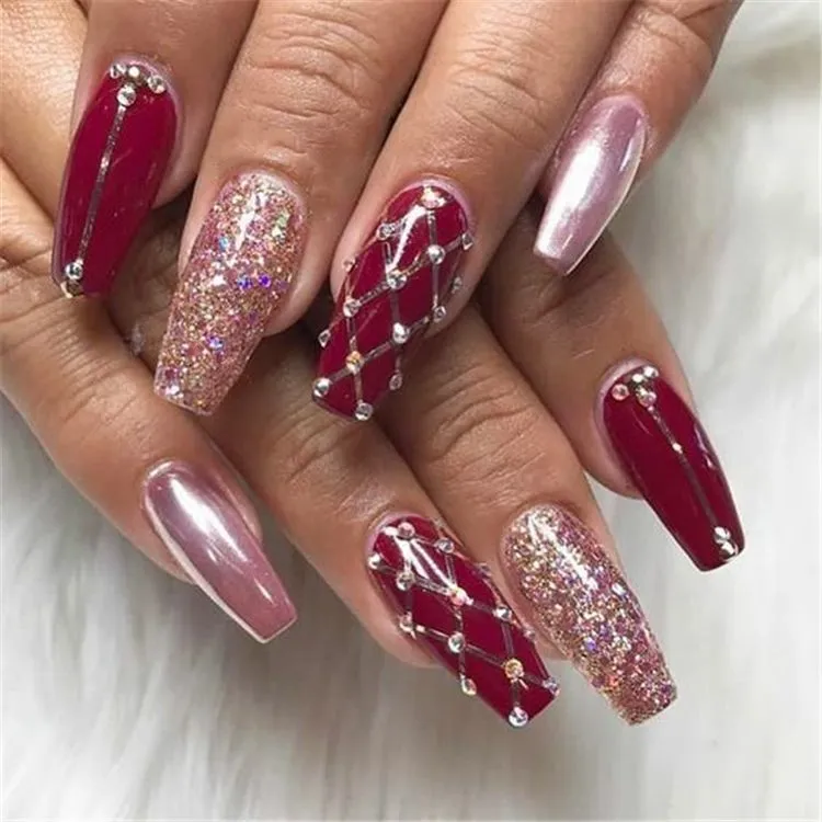 Macro shot of intricate Indian bridal nail patterns