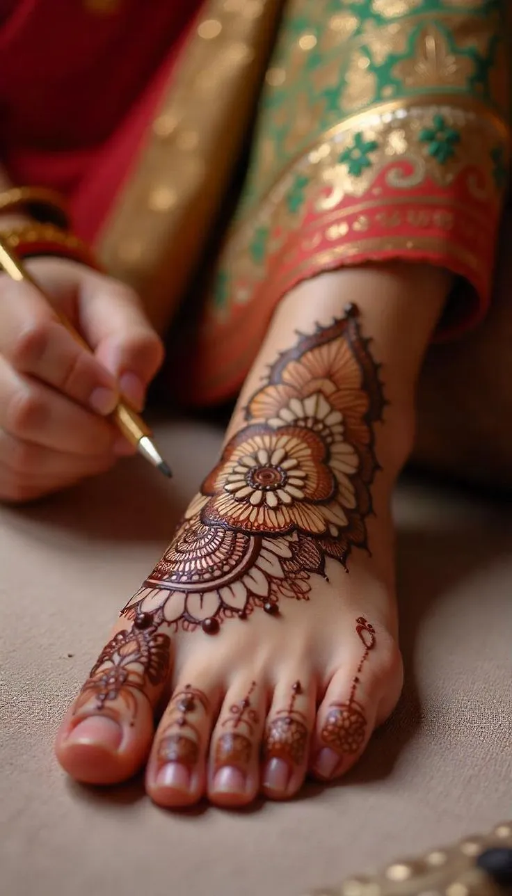 Pakistani bridal leg mehndi