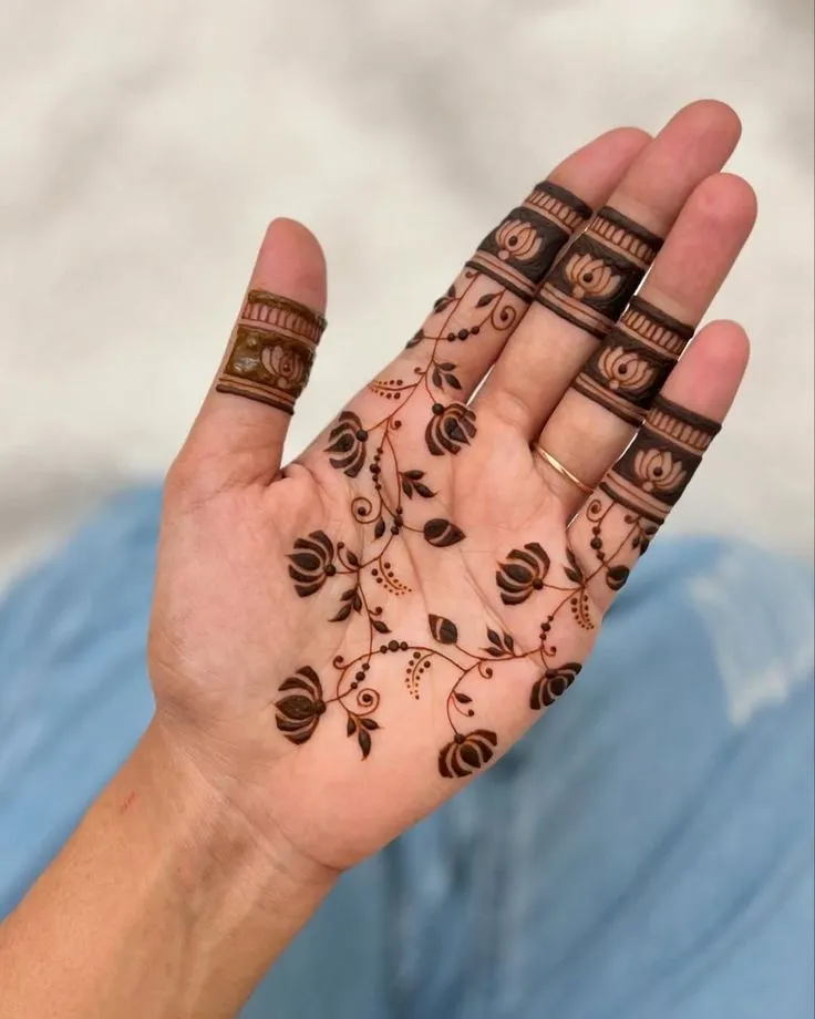 Royal front hand mehndi design for Raksha Bandhan