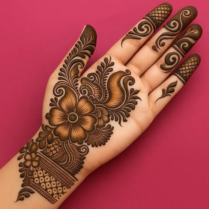 Simple modern front hand mehndi