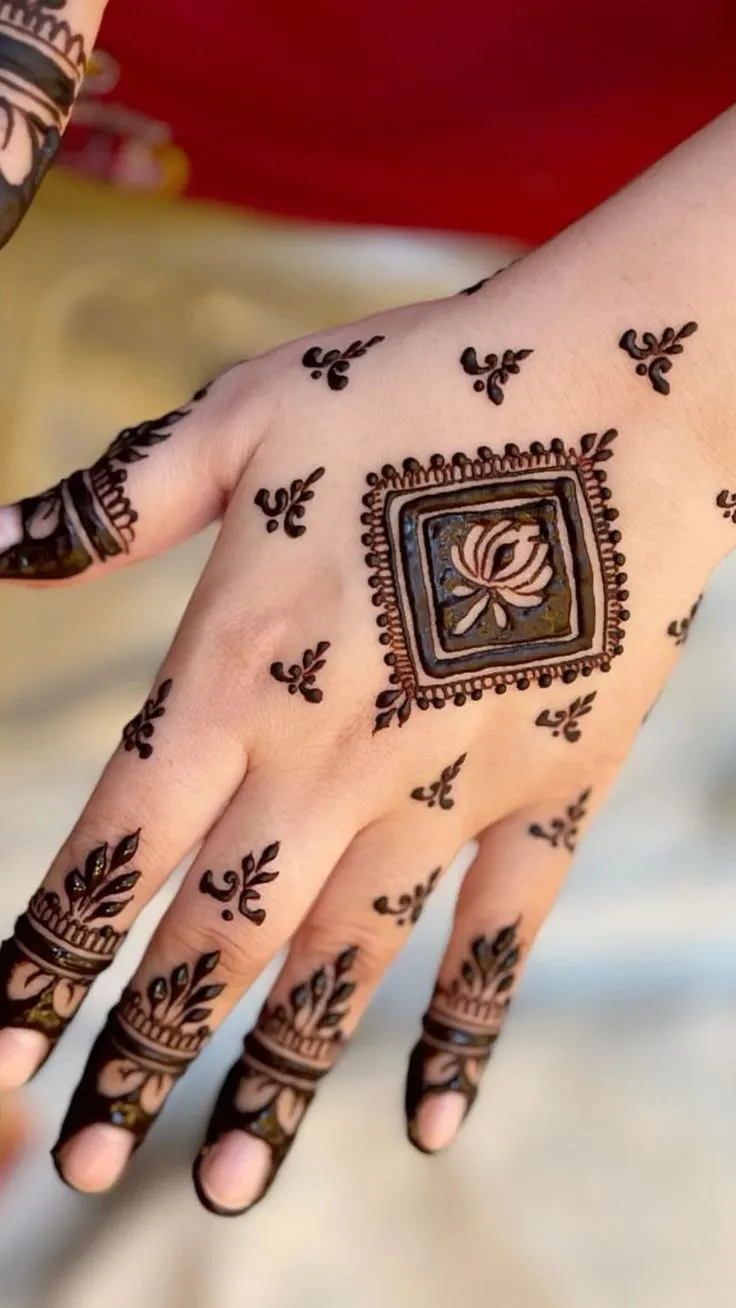 Simple royal back hand mehndi for men
