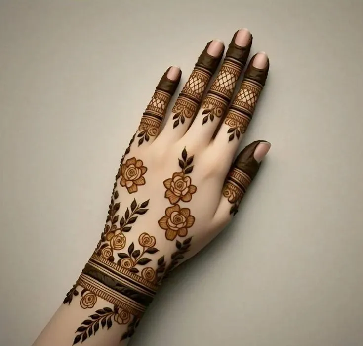 Simple royal back hand mehndi
