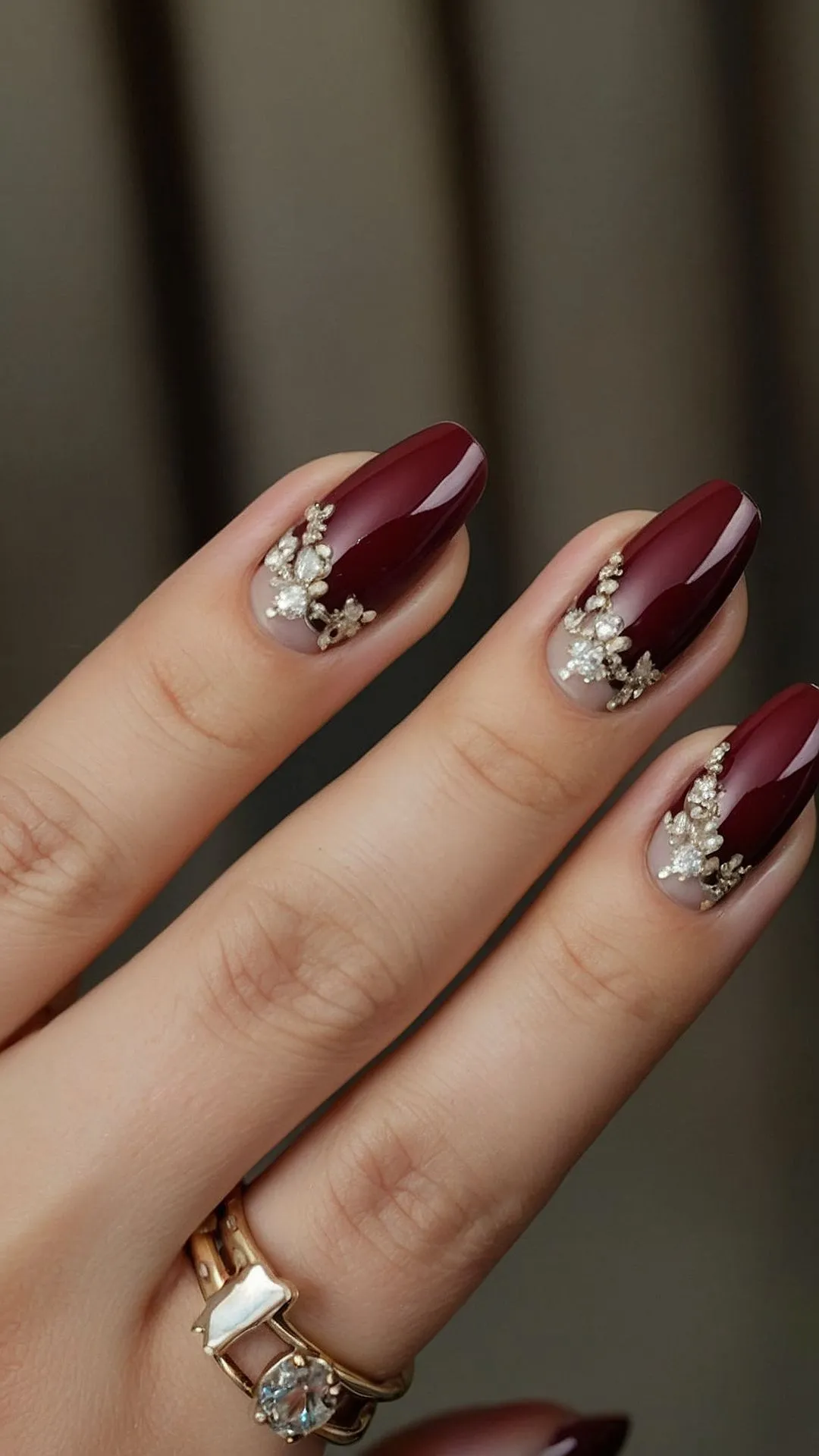 Simple wedding nail art designs with soft pink and gold details