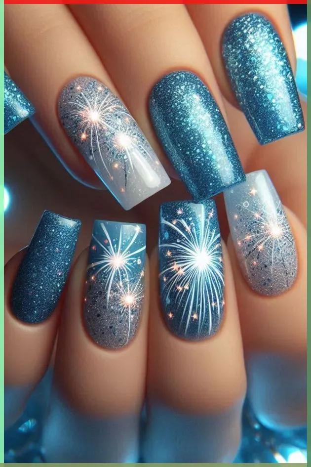 Sky blue nail art