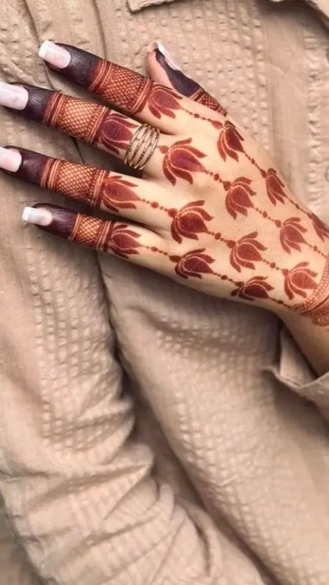 Traditional royal back hand mehndi
