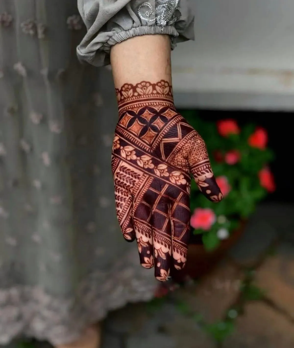 Traditional royal front hand mehndi for brides