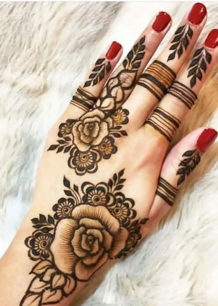 Trendy royal back hand mehndi
